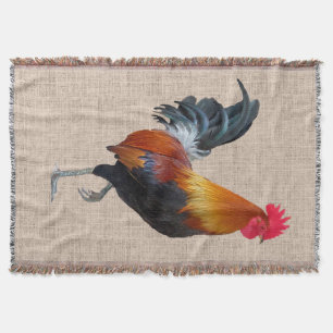 Colourful Strutting Rooster Throw Blanket