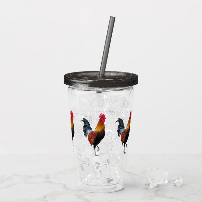 Colourful Strutting Roosters Acrylic Tumblers (Back Ice)