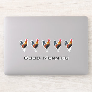 Colourful Strutting Roosters Design Contour Sticke