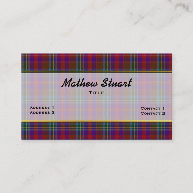 Colourful Stuart Plaid Custom Business Card (Front)