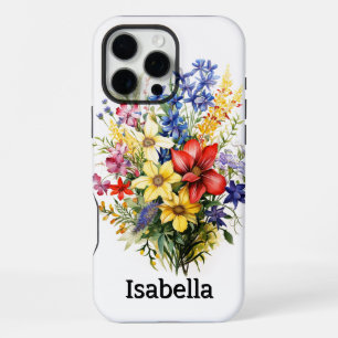 Colourful stunning bouquet of assorted flowers iPhone 16 pro max case