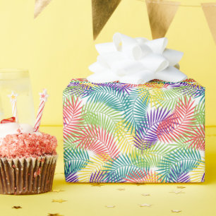 Colourful Stylised Coconut Palm Leafs Pattern Wrapping Paper