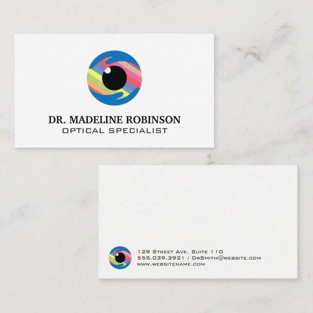 Colourful Stylised Eye Logo | Optometrist Appointment Card (Front/Back)
