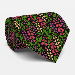 Colourful Stylised Foxglove Garden Flower Tie