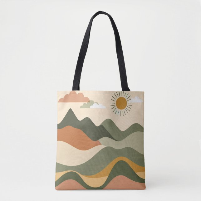 Colourful Stylised Landscape Tote Bag (Front)