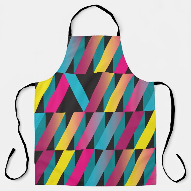 Colourful stylish abstract ribbon geometric patter apron (Front)