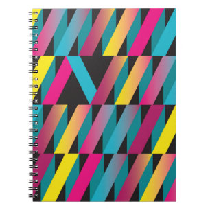 Colourful stylish abstract ribbon geometric patter notebook