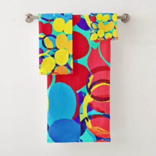 Colourful Stylish and Chic Spectrum Pattern Bath Towel Set