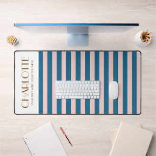 Colourful Stylish Bright Colour Minimalist Stripes Desk Mat