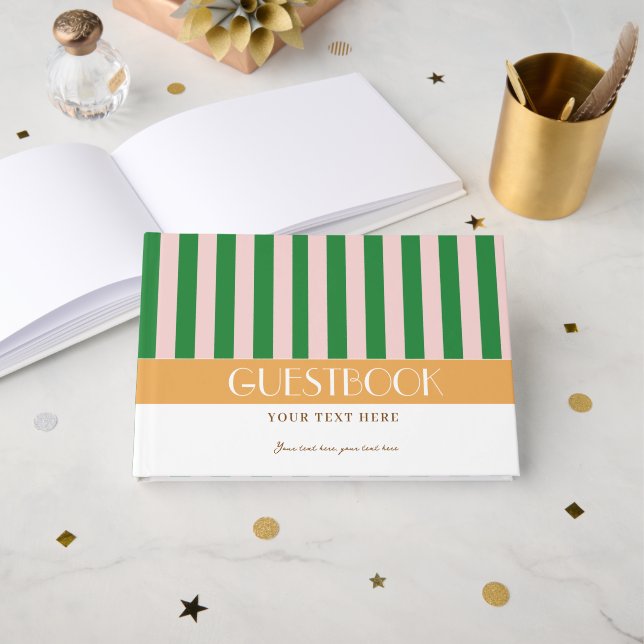 Colourful Stylish Bright Colour Minimalist Stripes Guest Book (Front Open)