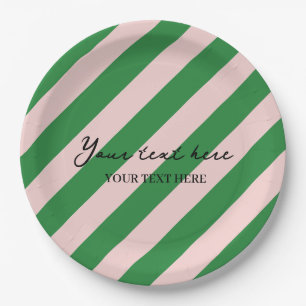 Colourful Stylish Minimalist Green Stripes Party Paper Plate