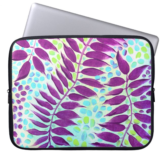 Colourful Stylish Modern Greenery Laptop Sleeve (Front)