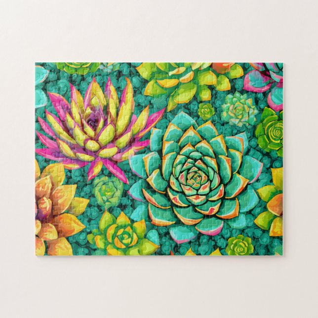 Colourful Succulent 1 Easy Brain Art Puzzle Photo (Horizontal)