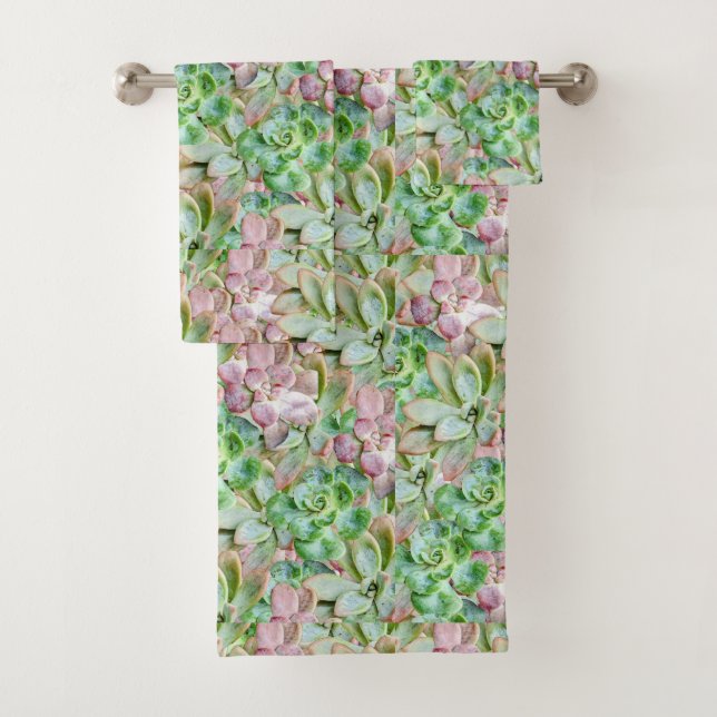 Colourful Succulent      Bath Towel Set (Insitu)