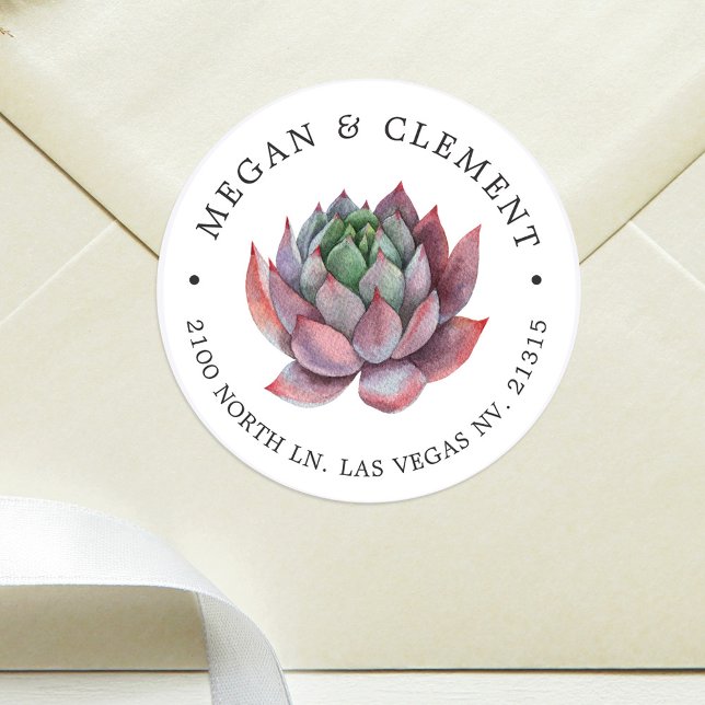 Colourful Succulent | Desert Theme | Return Addres Classic Round Sticker (Creator Uploaded)