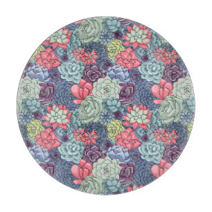 Colourful Succulent Pattern Cutting Board