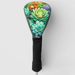 Colourful Succulents Collage Golf Head Cover