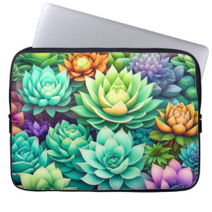 Colourful Succulents Collage Laptop Sleeve