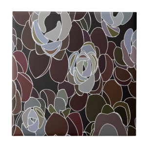 Colourful Succulents Floral Pattern  Tile