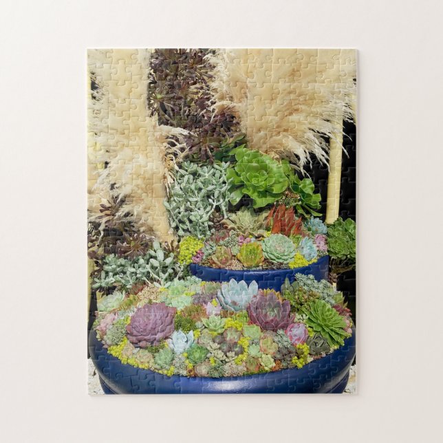 Colourful Succulents with Silver Grass Jigsaw Puzzle (Vertical)