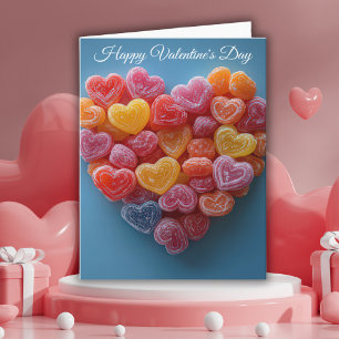Colourful Sugar candy Hearts Valentine's Greeting Card