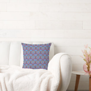 Colourful Sugar Skull Cat Pattern Cushion