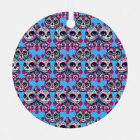 Colourful Sugar Skull Cat Pattern