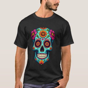 Colourful Sugar Skull Day of the Dead Art T-Shirt