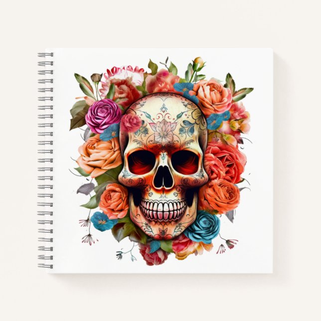 Colourful Sugar Skull Day of the Dead  Notebook (Front)