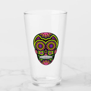 Colourful Sugar Skull Glass