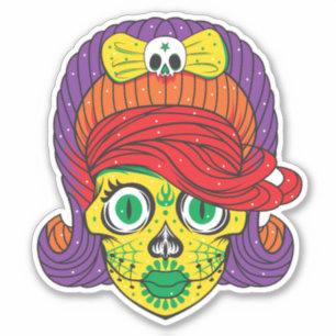 Colourful Sugar Skull Illustration Art