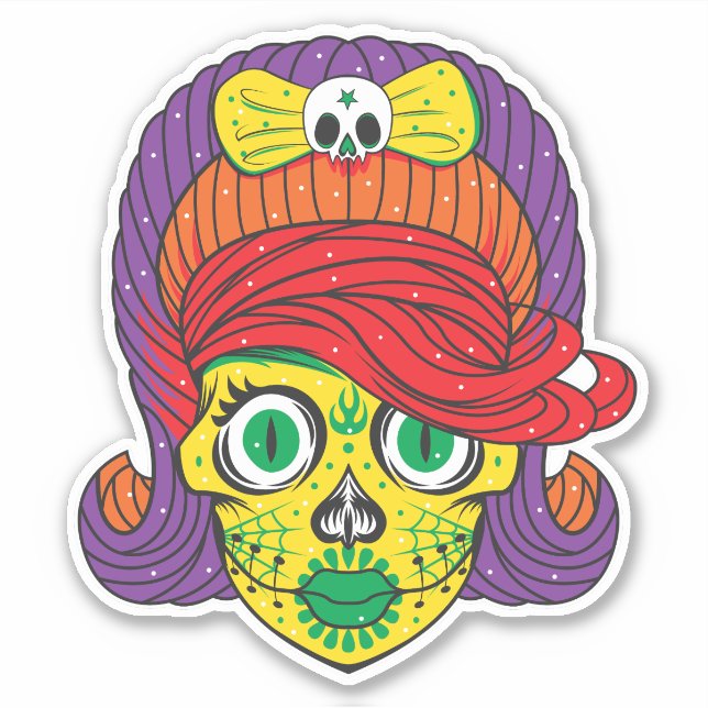 Colourful Sugar Skull Illustration Art (Front)