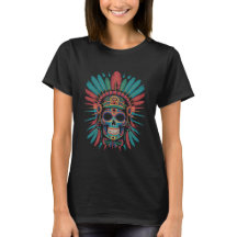 Colourful Sugar Skull Illustration with Tribal
