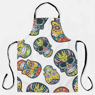 Colourful sugar skull: intricate pattern. apron