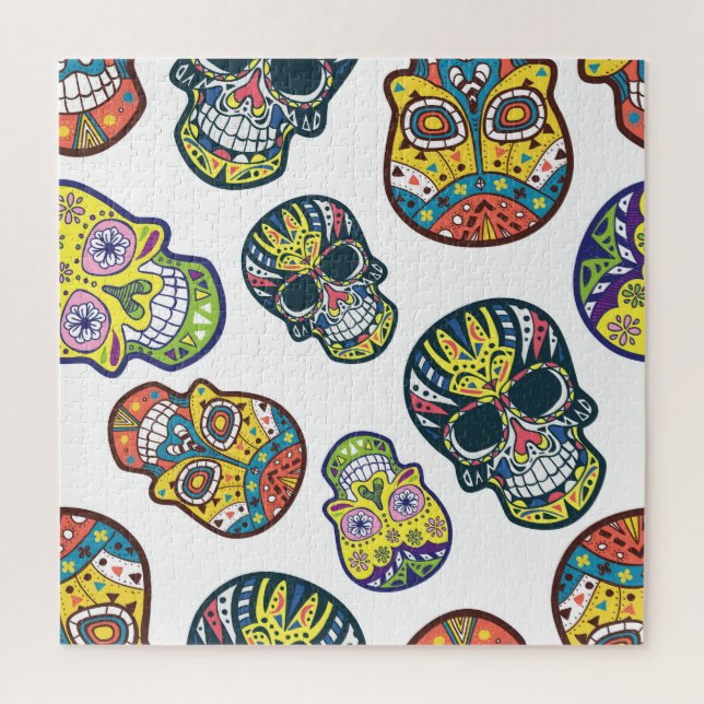 Colourful sugar skull: intricate pattern. jigsaw puzzle (Vertical)