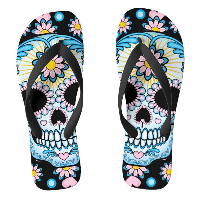 Colourful Sugar Skull Jandals (Footbed)