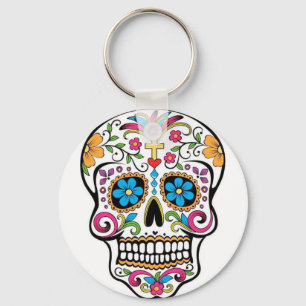 Colourful Sugar Skull Key Ring