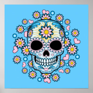 Colourful Sugar Skull Poster