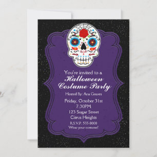 Colourful Sugar Skull & Purple Party Invitation