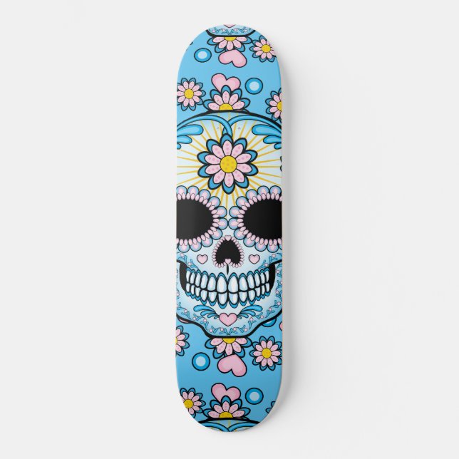 Colourful Sugar Skull Skateboard (Front)