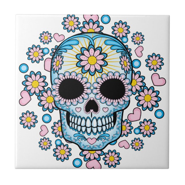 Colourful Sugar Skull Tile (Front)