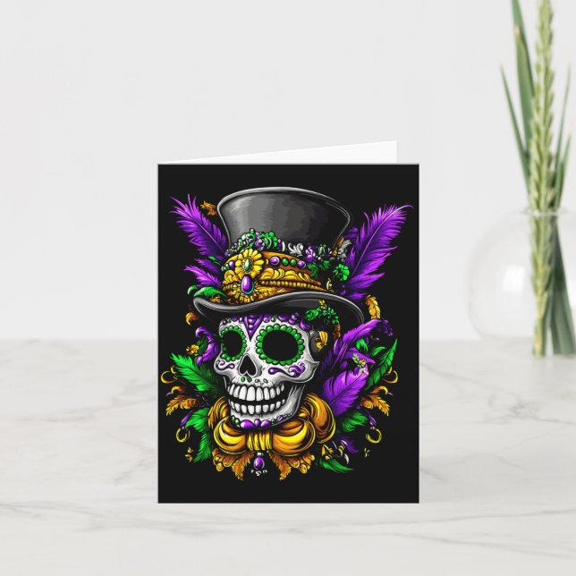 Colourful Sugar Skull With Top Hat Art Performance Card (Front)