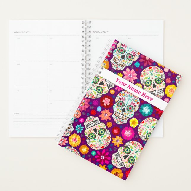 Colourful Sugar Skulls Fiesta on Purple Planner (Display)