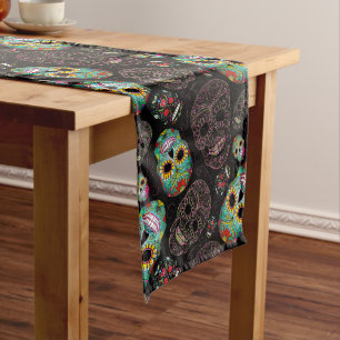 Colourful Sugar Skulls Pattern Medium Table Runner