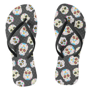 Colourful Sugar Skulls & Polka Dots Jandals