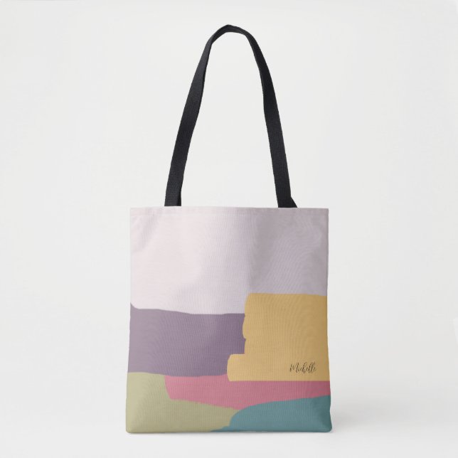 Colourful Summer Abstract Monogrammed Tote Bag (Front)