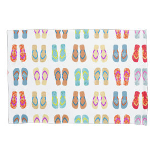 Colourful Summer Beach Flip Flops Beach Pillow Pillowcase