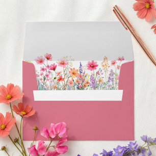 Colourful Summer Boho Wildflower Wedding Envelope