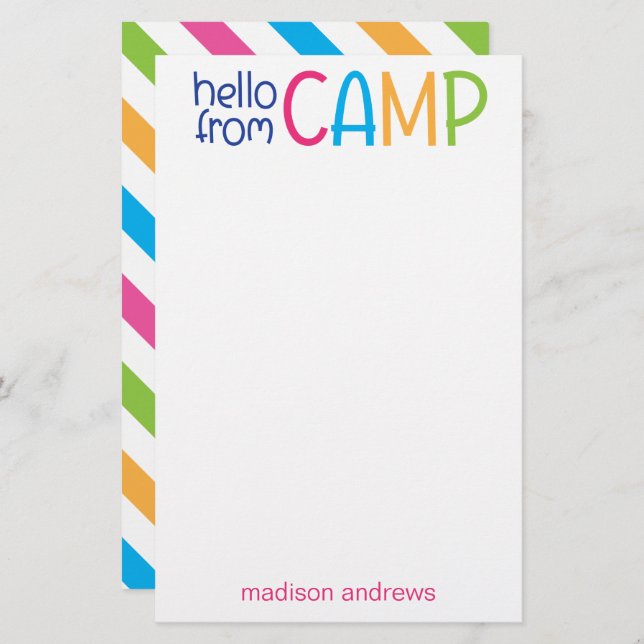Colourful Summer Camp Personalised Stationery (Front/Back)