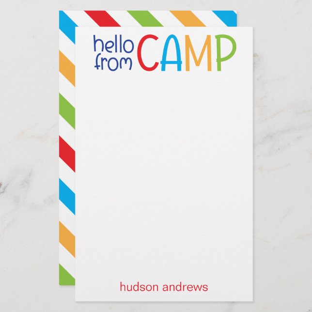 Colourful Summer Camp Personalised Stationery (Front/Back)